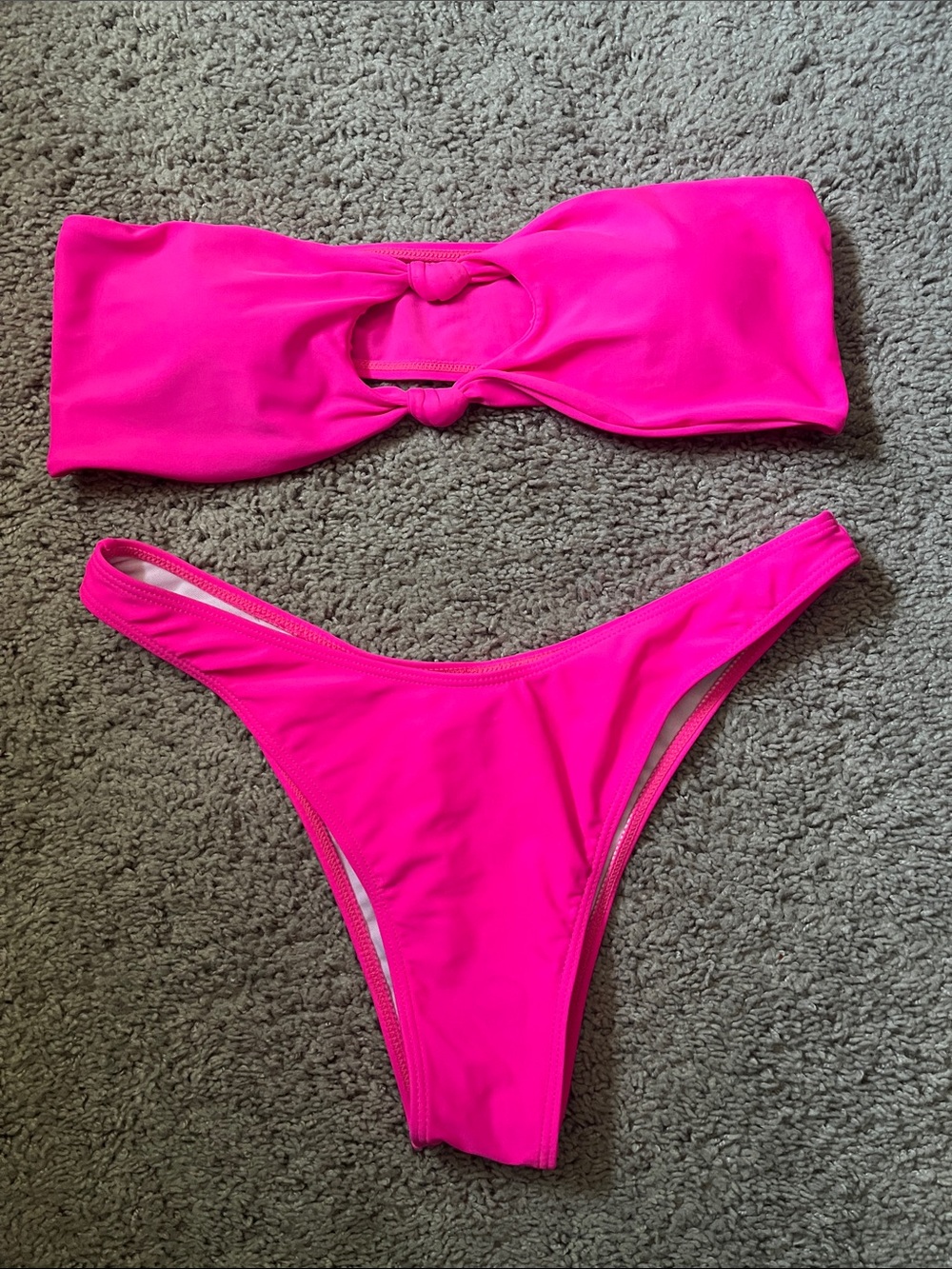 Women’s Neon Pink Bandeau Bikini Set